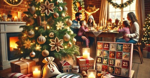 Familie, juletræ og julekalender