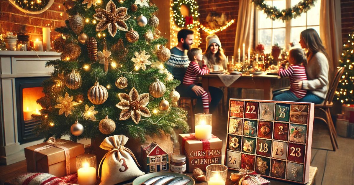 Familie, juletræ og julekalender